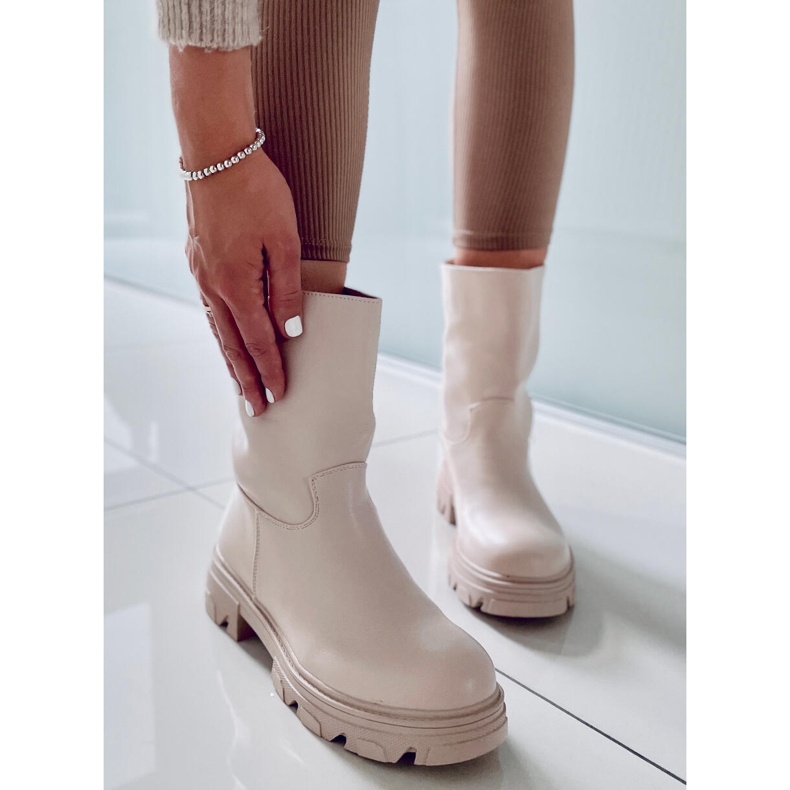 Botine Stevens Beige cu partea superioară dreaptă bej 2