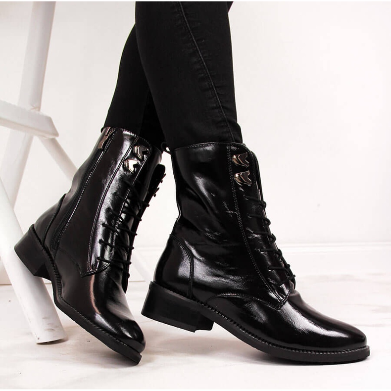 Cizme negre de dama Dolce Pietro din piele negru 2