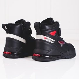 Botine izolante negre cu șireturi pentru băieți negru 2