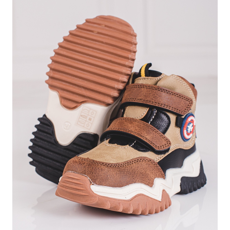 Cizme inalte pentru baieti cu Velcro Shelovet maro 1