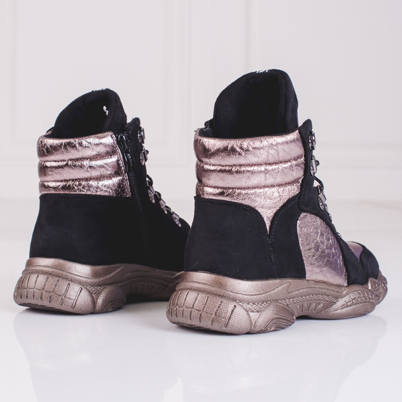 Cizme pentru fete pe talpă groasă Shelovet negru 1