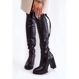 Lewski Shoes Cizme din piele pe pantofii Lewski 3245 platformă neagră negru 1