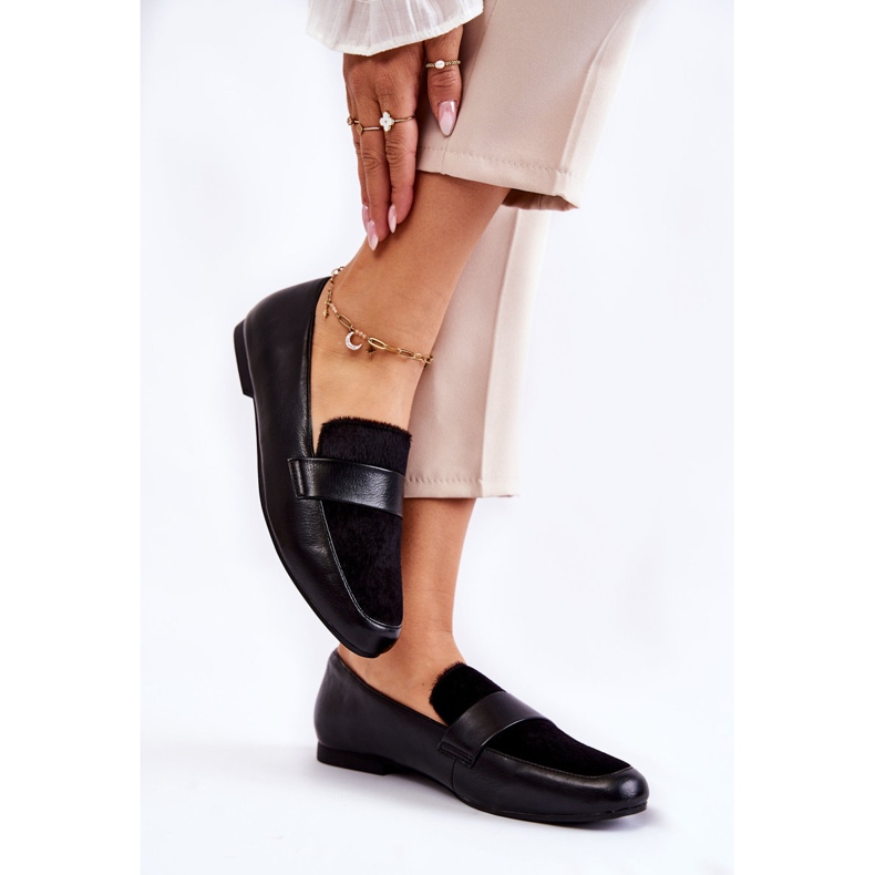 Mocasini de dama din piele La.Fi 210018B-PUF Negru 2