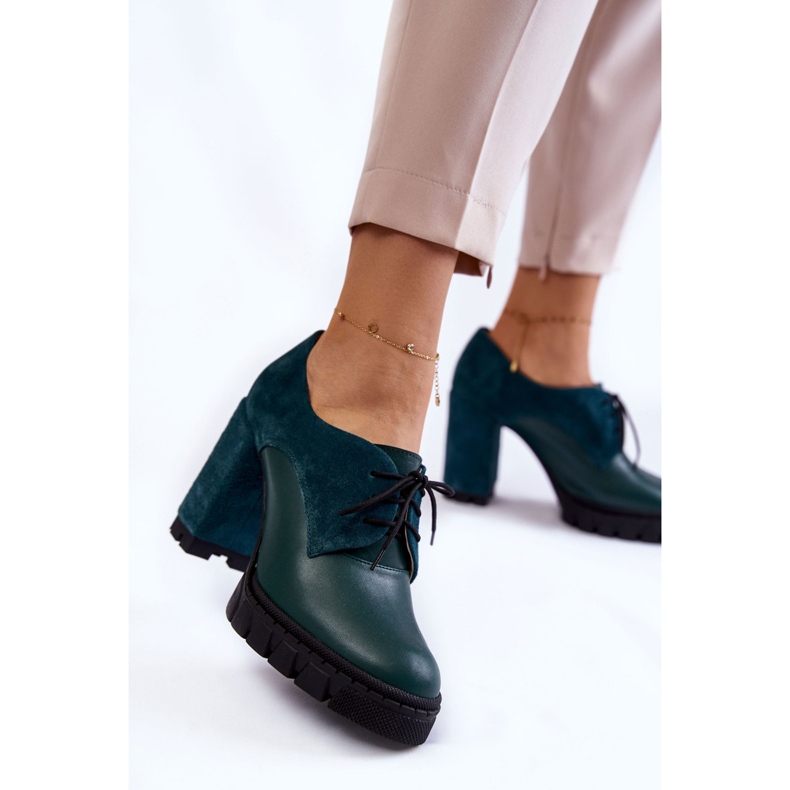 PA2 Cizme la modă din piele intoarsa si piele pe platforma Green Carisa verde 1