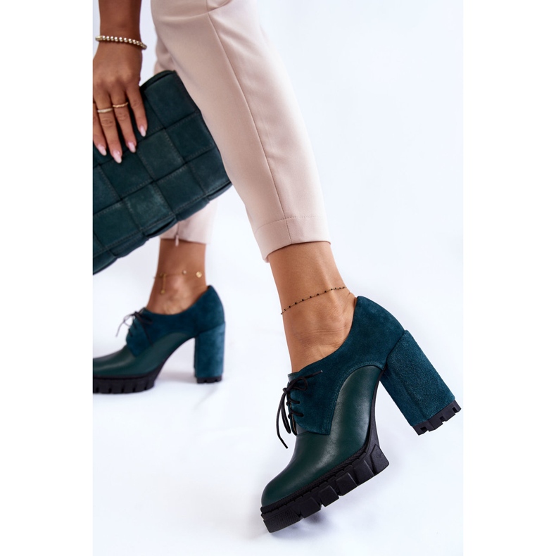 PA2 Cizme la modă din piele intoarsa si piele pe platforma Green Carisa verde 2