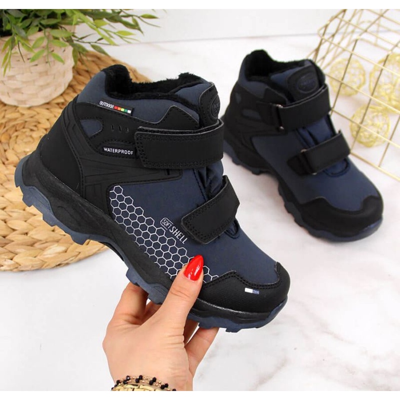 Cizme de zapada impermeabile Velcro American Club Jr AM851B albastru 1