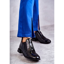 S.Barski Botine joase din piele lacuita cu fermoar, negre negru 1 S.Barski Botine joase din piele lacuita cu fermoar, negre negru 1