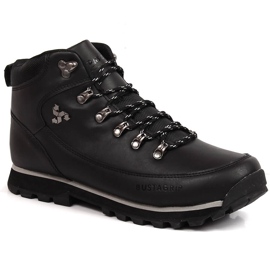 Pantofi de trekking pentru barbati Outback Bustagrip din piele neagra negru 1