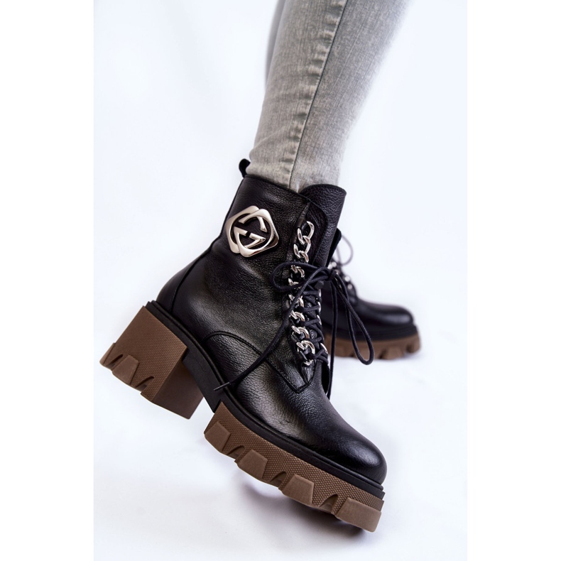 PL5 Cizme Negre Raynes De Piele Cu Fermoar negru 2