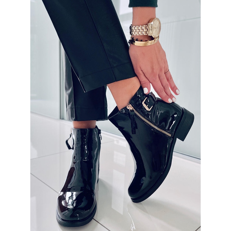 PA1 Cizme lacuite Frankie Black negru 2