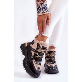 PM1 Cizme izolate sport de damă Edora în negru și bej 1