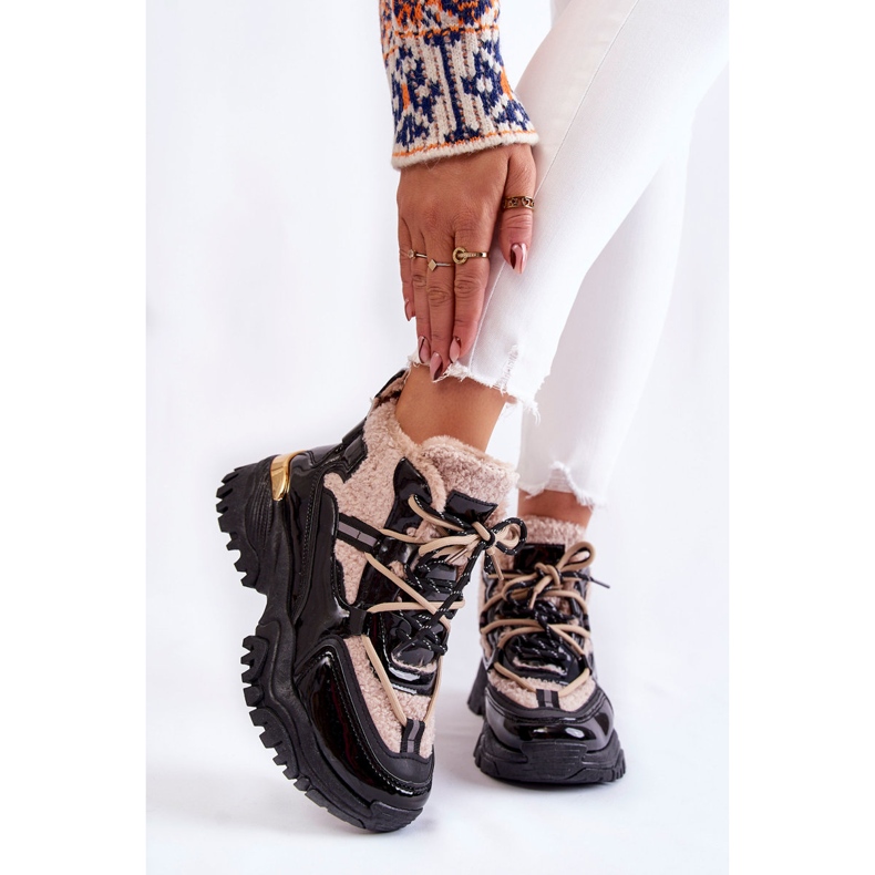 PM1 Cizme izolate sport de damă Edora în negru și bej 1