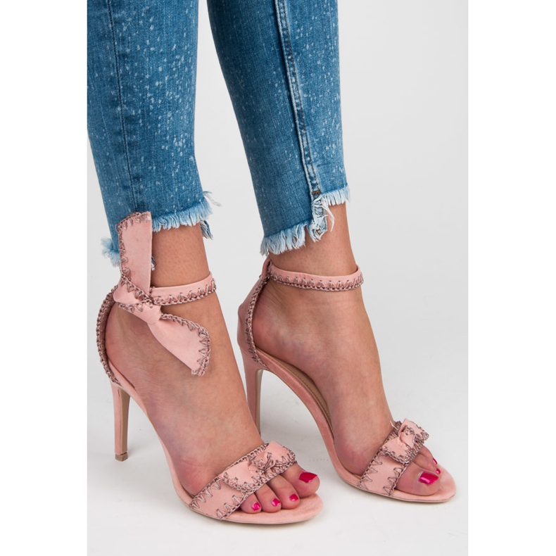 Vices Sandale Pe Toc Înalt Cu Arc roz 1