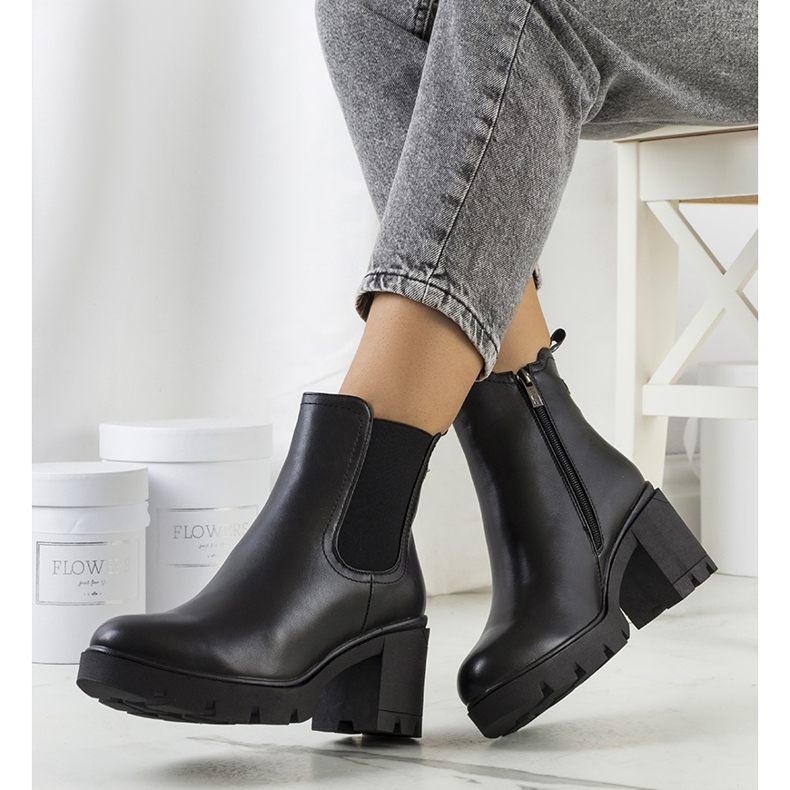 PA1 Cizme negre cu toc de la Selima negru 1 PA1 Cizme negre cu toc de la Selima negru 1