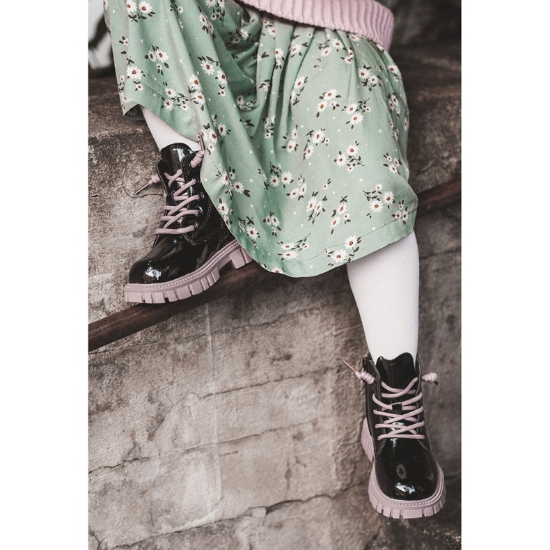 PA1 Cizme calde Heidi lăcuite, negre și violete negru 1