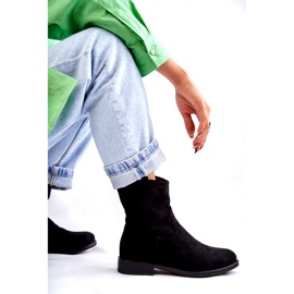 S.Barski Cizme de piele intoarsa de dama cu toc plat Negru Fiorenz HY66-66 2