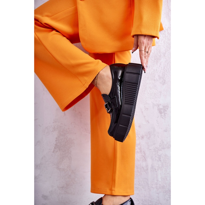 PL5 Pantofi din piele la modă pe platforma Black Marsol negru 4