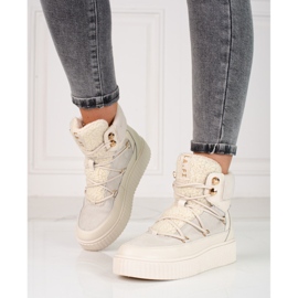 Cizme de dama albe din piele Shelovet pe platforma 1