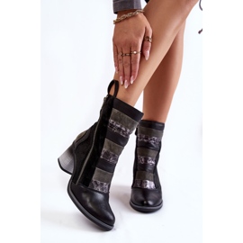 Cizme înalte din piele de damă Maciejka 05647-01 Negru gri 1