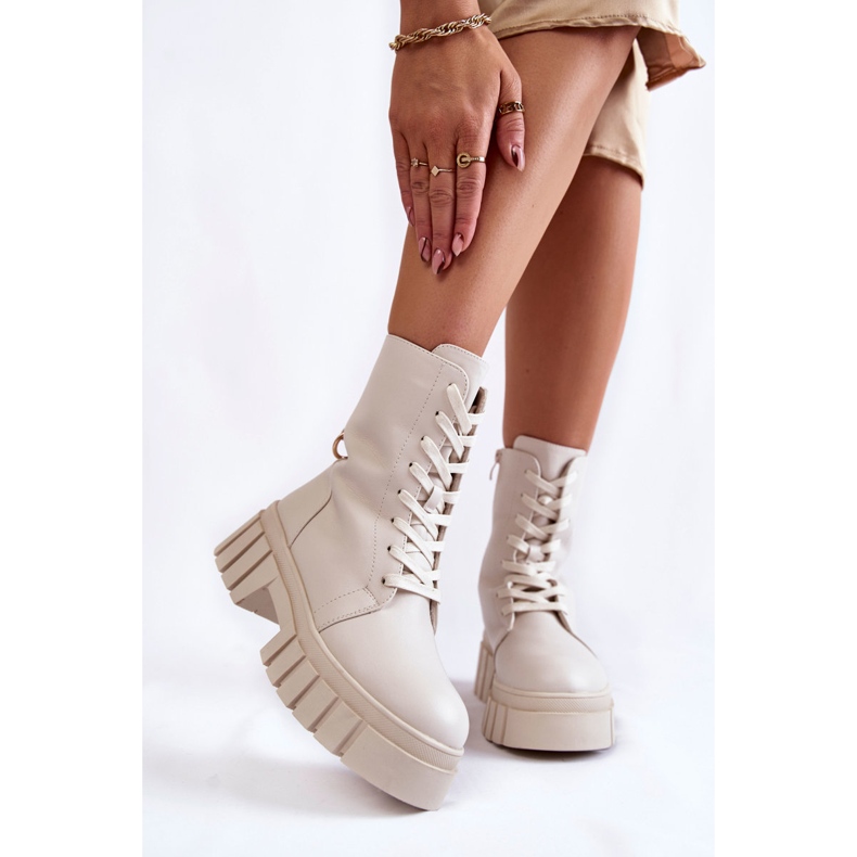 Sergio Leone Piele, cizme izolate pe platforma Telisa bej deschis 1