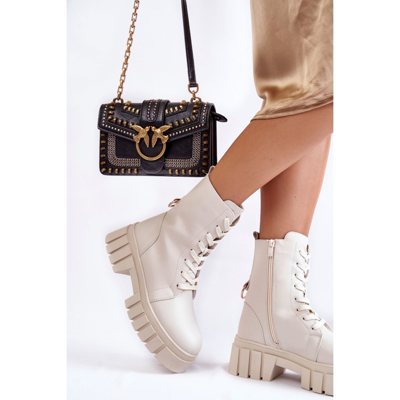 Sergio Leone Piele, cizme izolate pe platforma Telisa bej deschis 2