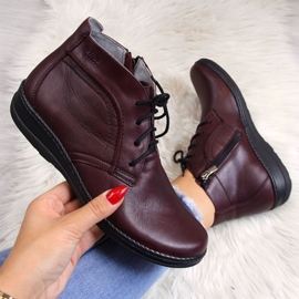 Cizme din piele izolate în cireș Helios W 612-2 roșu 1