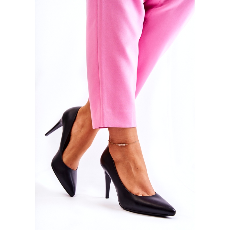 Sergio Leone Stilettos clasici din piele neagră Magically 1396 negru 1