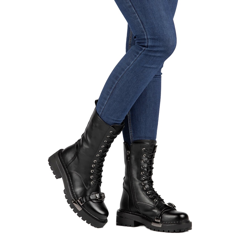 Cizme negre pentru femei Filippo, blană pentru femei izolată negru 4