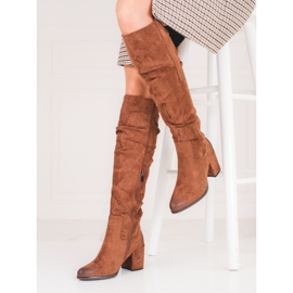 Cizme maro Shelovet de dama din piele intoarsa 1