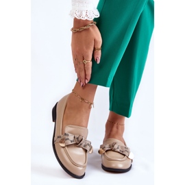 WS1 Mocasini de dama din piele cu fundita Dayes bej 1