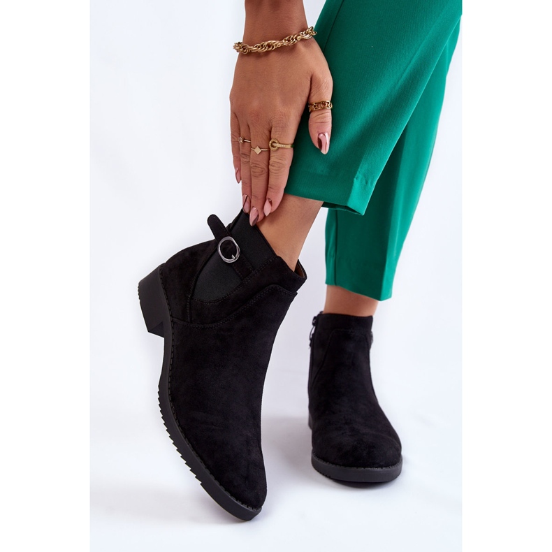 PJ1 Ghete de damă din piele intoarsa calde Jodhpur Black Janette negru 1