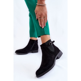 PJ1 Ghete de damă din piele intoarsa calde Jodhpur Black Janette negru 2