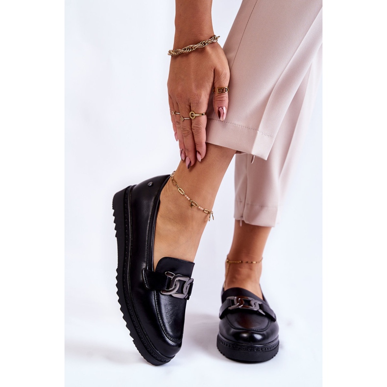 Vinceza Mocasini din piele pe platforma Abisso neagra negru 1