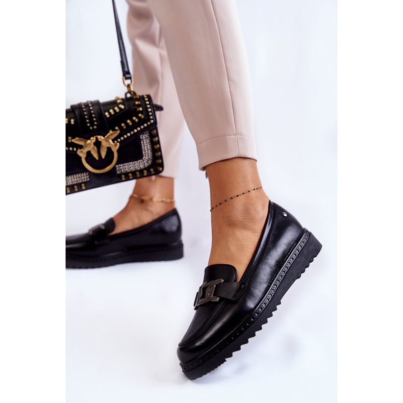 Vinceza Mocasini din piele pe platforma Abisso neagra negru 2