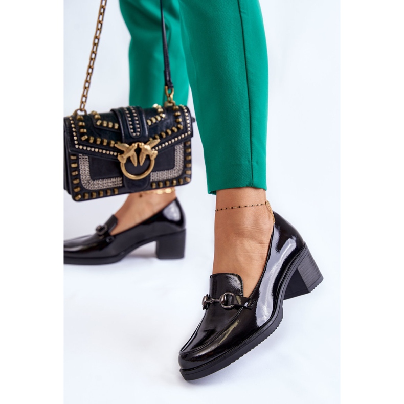 Vinceza Pompi De Piele Pe Un Stâlp Cu Ornament Semila Neagră negru 1