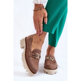 Pantofi maro din piele intoarsa cu decor Laura Messi 1