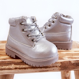 Cizme Trappers pentru copii cu fermoar Silver Dexter argint 2