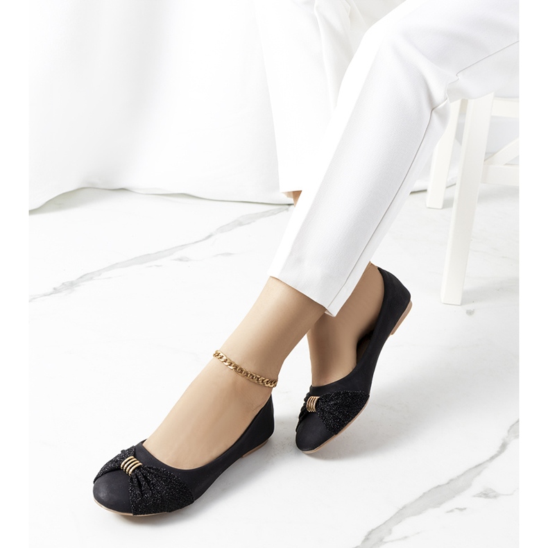 PA1 Balerini negri cu ornament strălucitor ca mine negru 1 PA1 Balerini negri cu ornament strălucitor ca mine negru 1