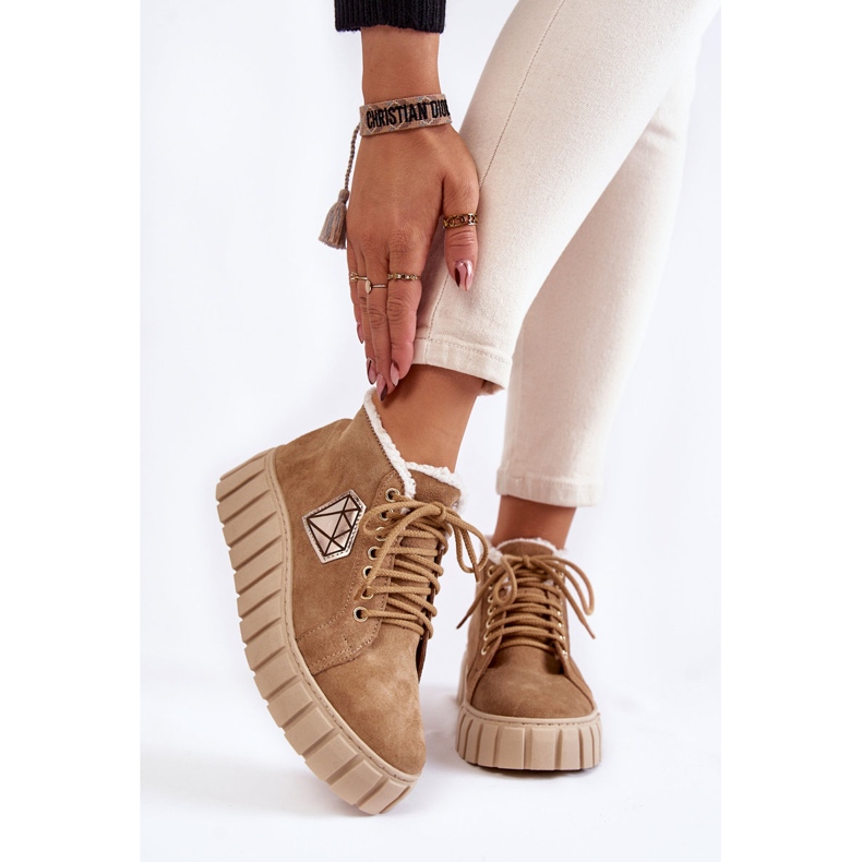 Lewski Shoes Pantofi sport din piele intoarsa Pantofi Lewski legati 3252 / N Bej 1