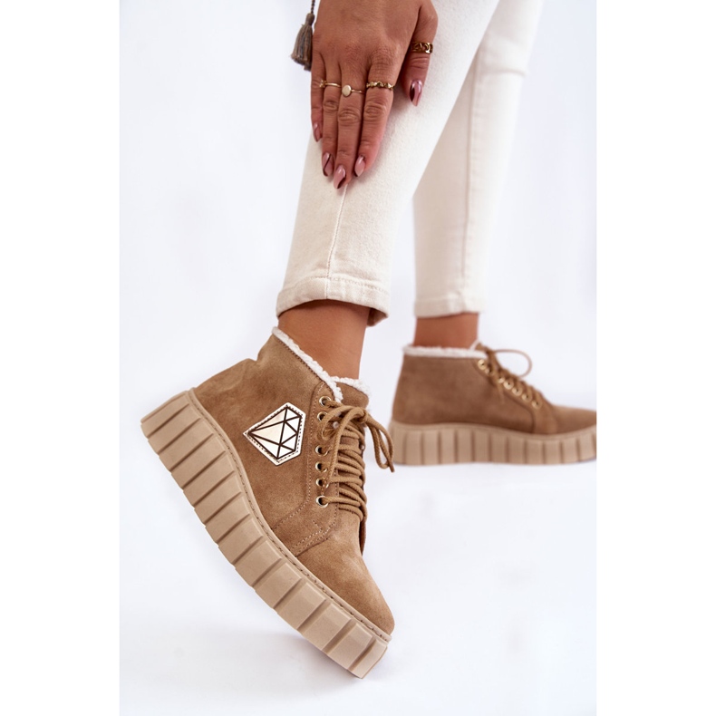 Lewski Shoes Pantofi sport din piele intoarsa Pantofi Lewski legati 3252 / N Bej 2