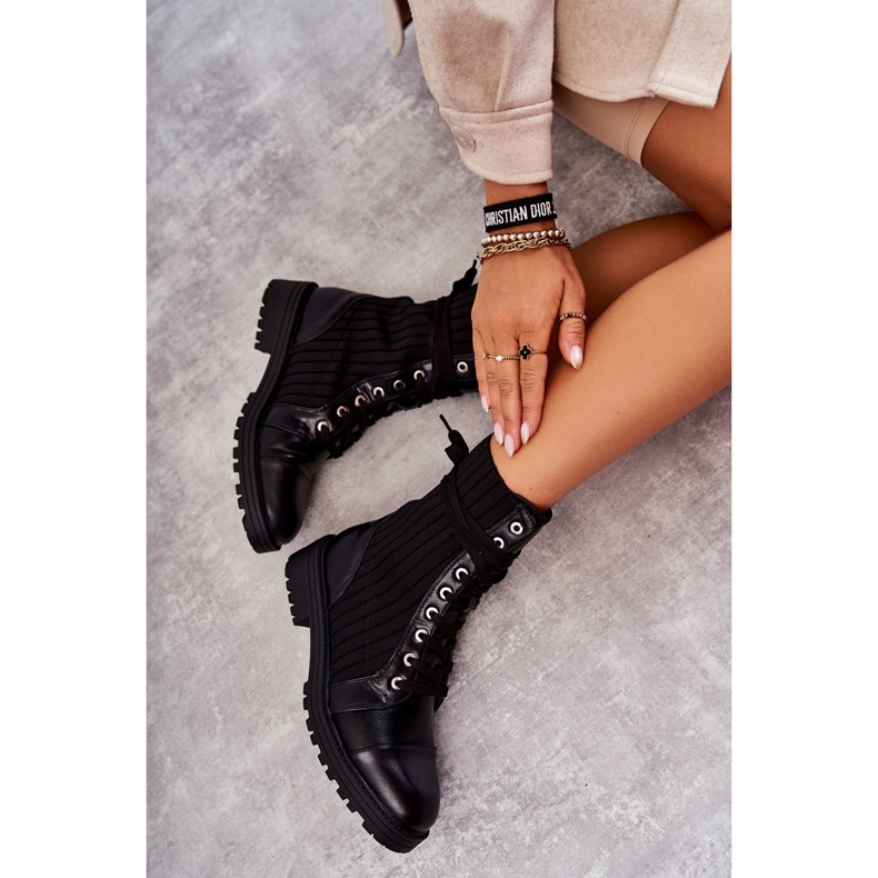 PG1 Cizme de damă cu șosete legate Negru Livaro 4