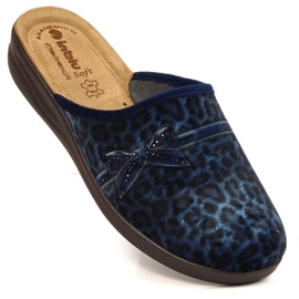 Papuci de damă confortabili Inblu bleumarin cu imprimeu leopard albastru marin 1