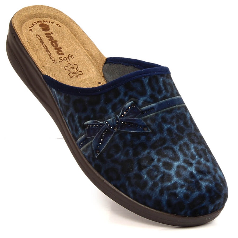 Papuci de damă confortabili Inblu bleumarin cu imprimeu leopard albastru marin 1