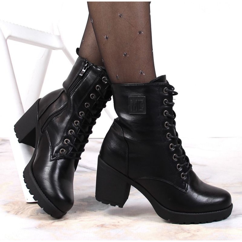 Cizme cu șireturi cu fermoar, izolate Jezzi W JEZ140E negru 1