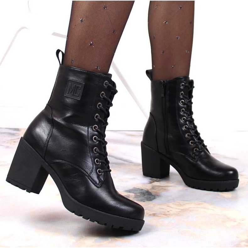 Cizme cu șireturi cu fermoar, izolate Jezzi W JEZ140E negru 2