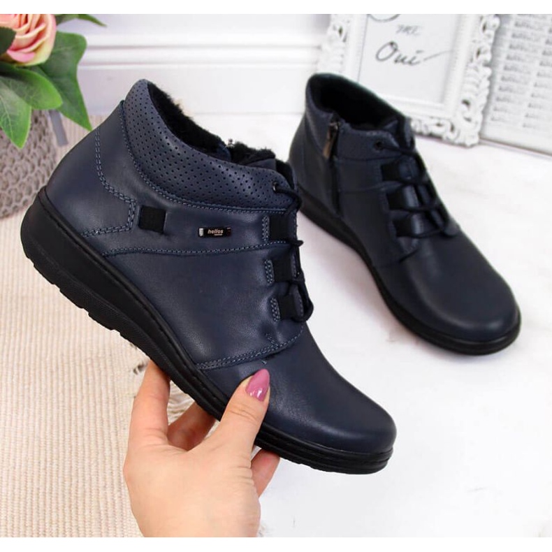 Cizme izolate din piele Helios W H521B albastru marin 1