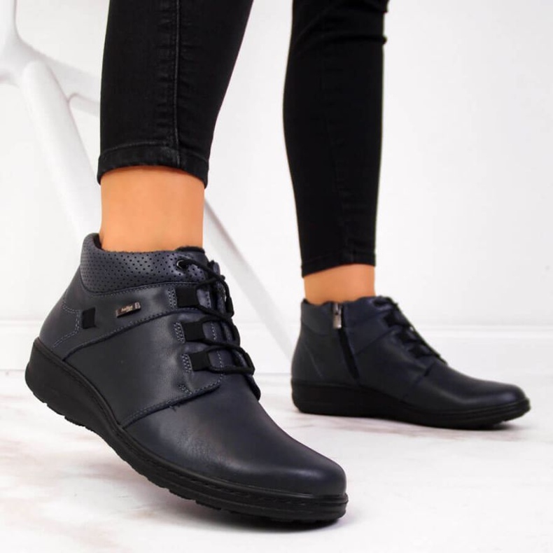 Cizme izolate din piele Helios W H521B albastru marin 2