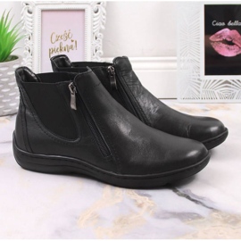 Cizme confortabile din piele cu fermoare Łukbut W LUK1189A negru 4