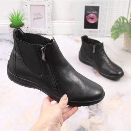 Cizme confortabile din piele cu fermoare Łukbut W LUK1189A negru 5