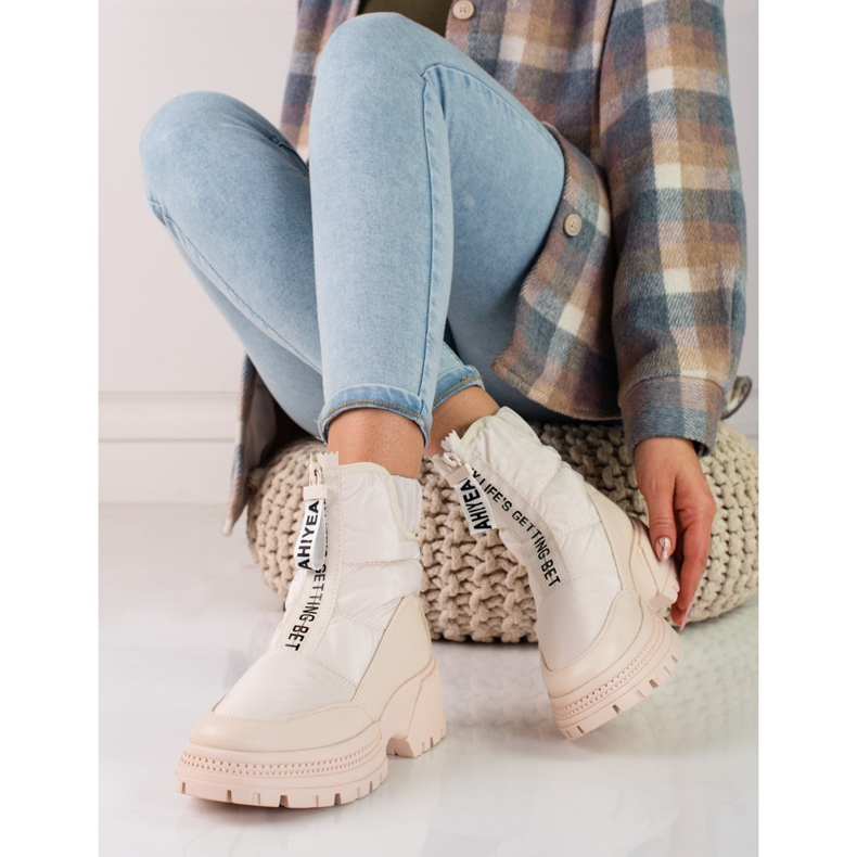 Cizme de zapada de dama bej pe platforma Shelovet 1